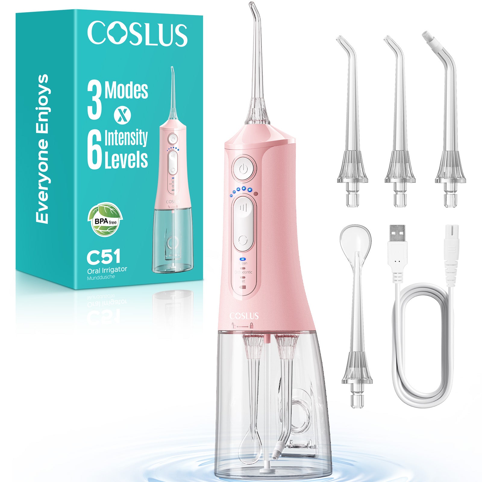 coslus-c51-munddusche-kabellos-schwarz-einziehbare-d-se image 6