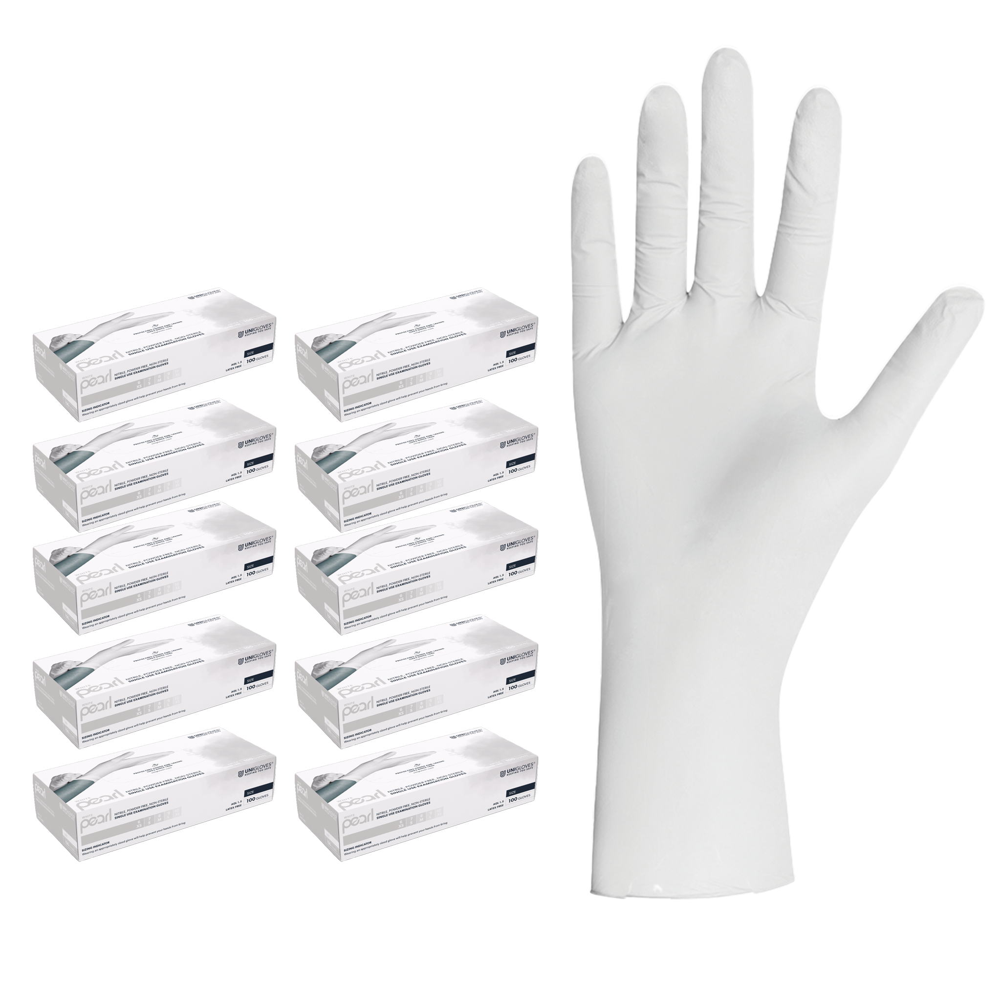 unigloves-white-pearl-nitrilhandschuhe-wei-puderfrei-s-xl image 1