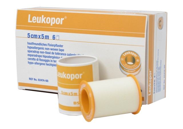 leukopor-fixierpflaster-wei-5-cm-x-5-m-rolle-latexfrei image 1