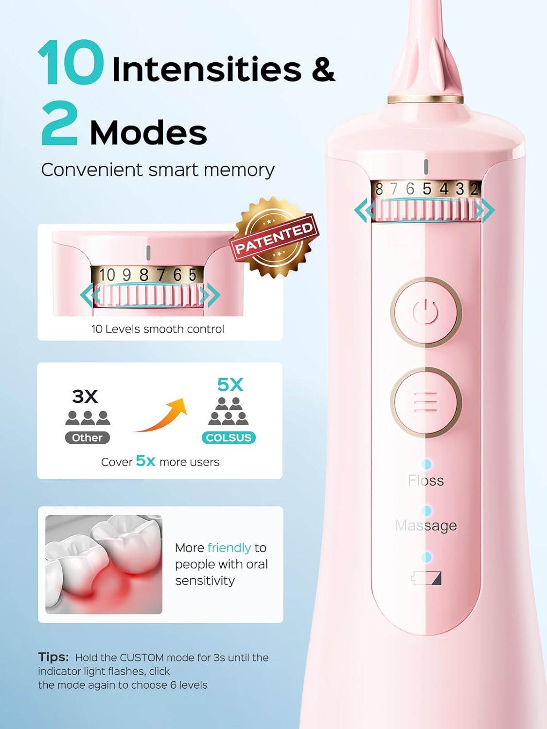 coslus-ex40-munddusche-kabellos-white-pink-oral-irrigator image 4
