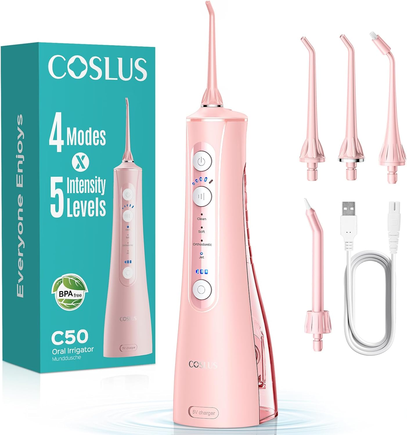 coslus-c50-munddusche-kabellos-schwarz-akku-comfort image 2