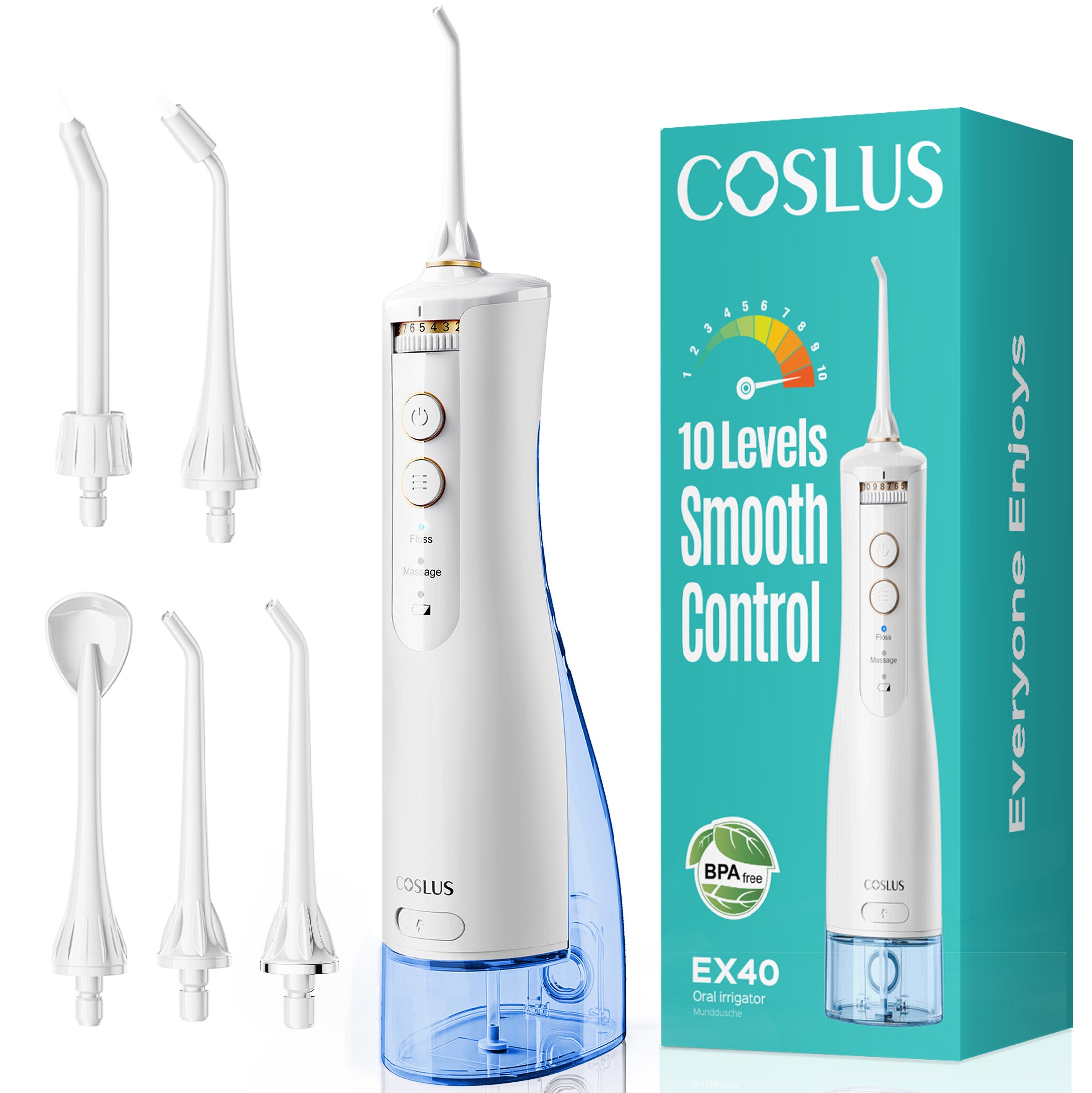 coslus-ex40-munddusche-kabellos-white-pink-oral-irrigator image 6