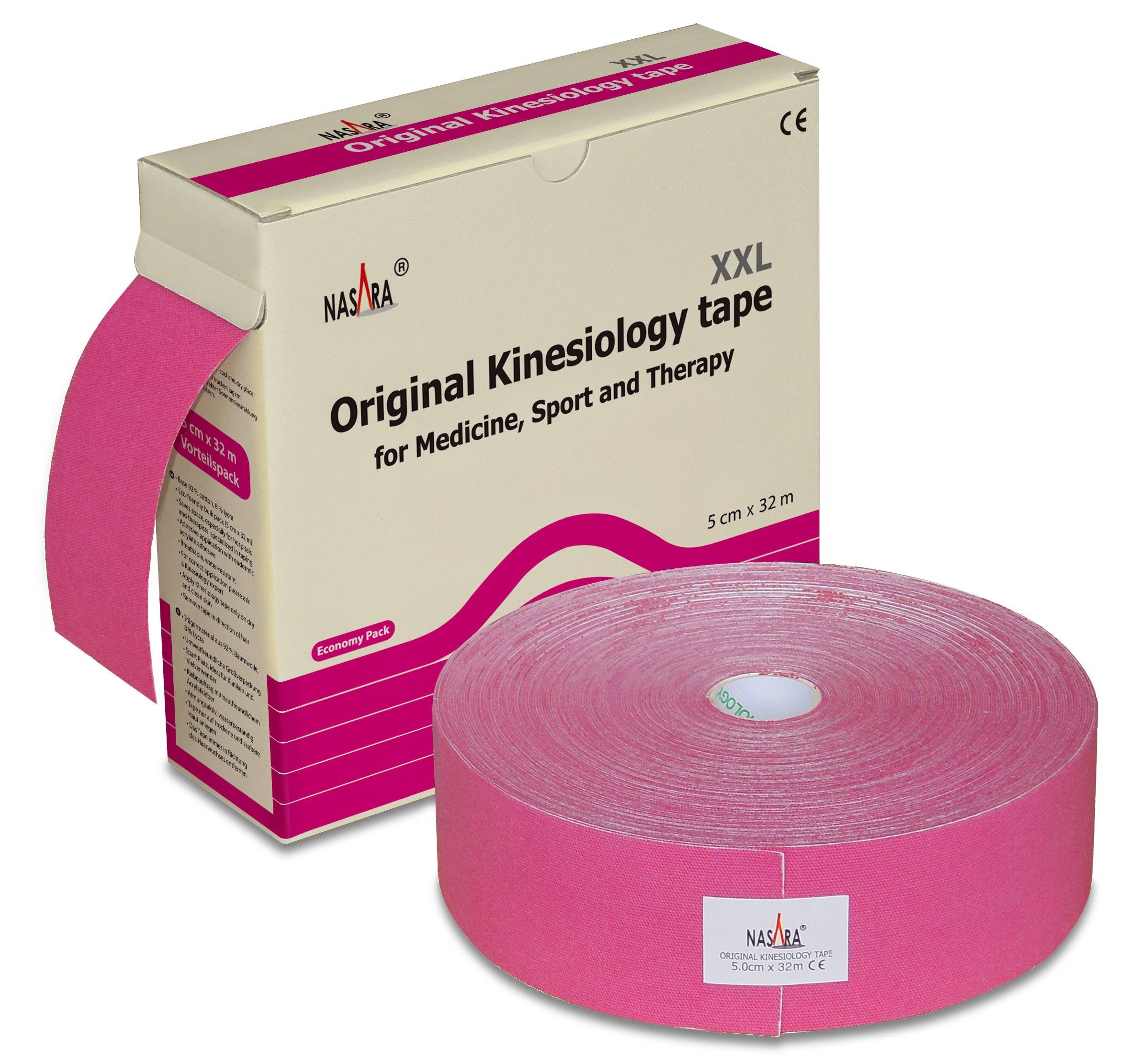 nasara-kinesiologie-tape-xxl-5-cm-x-32-m-pink-latexfrei image 1