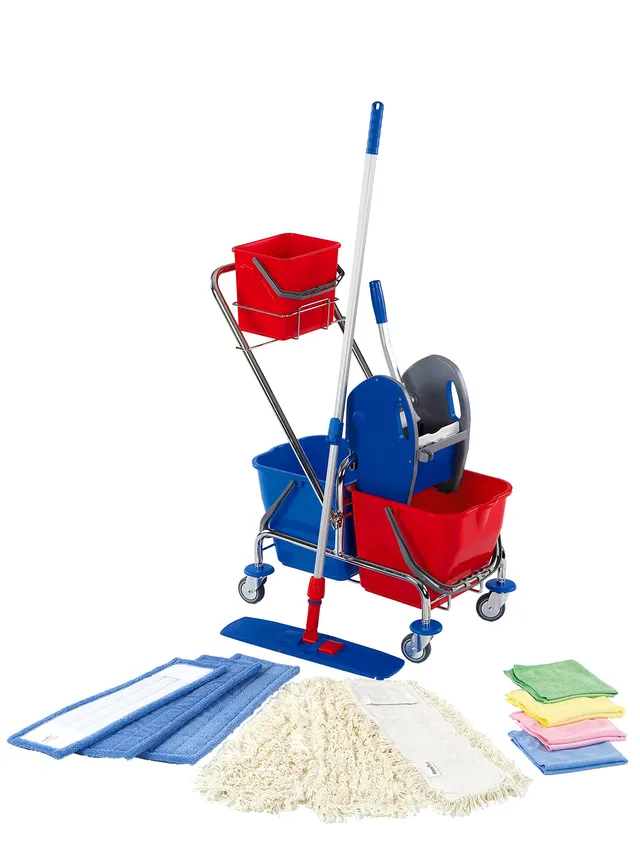 reinigungswagen-set-fck-l-doppelfahrwagen-mit-eimern-mopps image 1