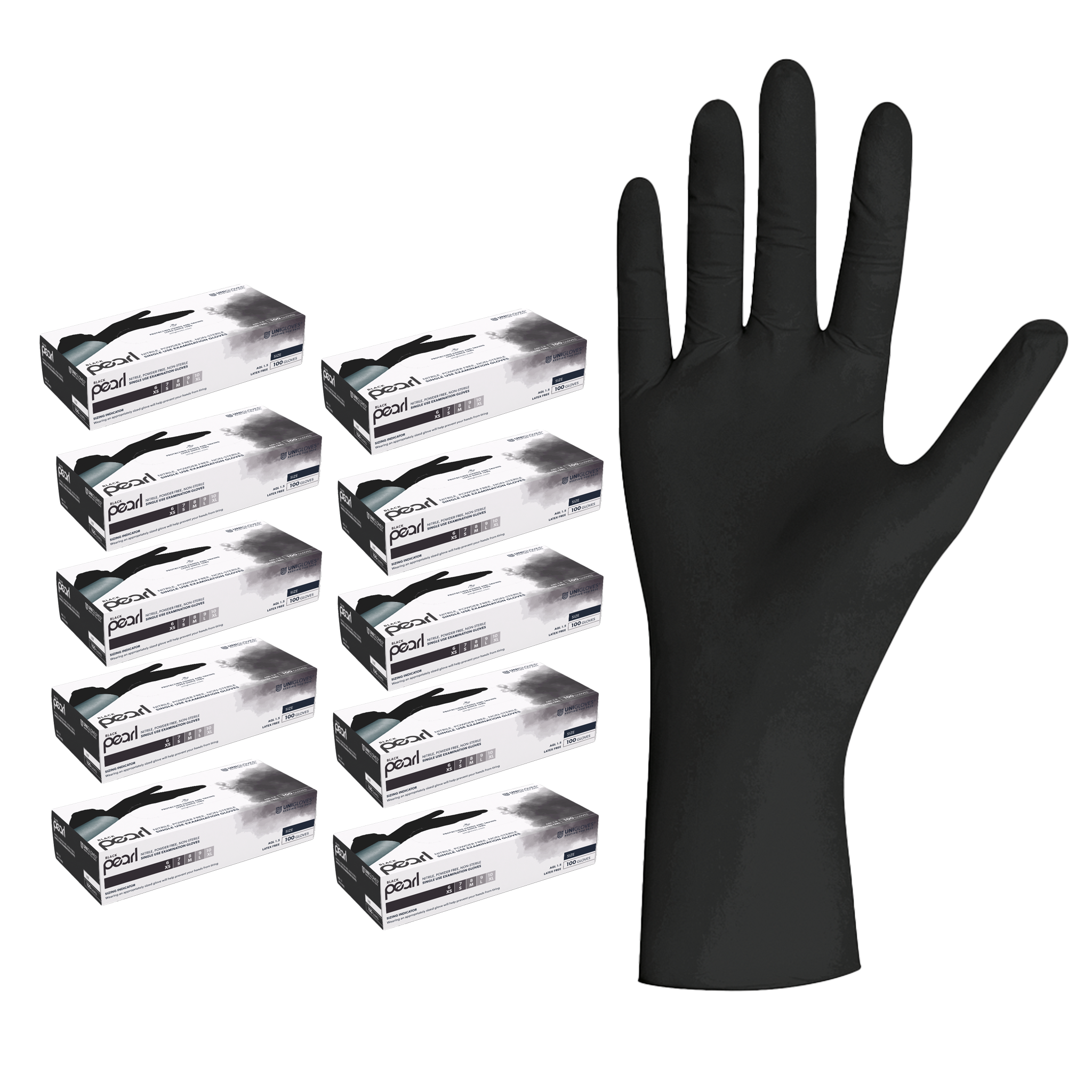 unigloves-black-pearl-nitrilhandschuhe-schwarz-100-st-ck-gr-e-m image 1