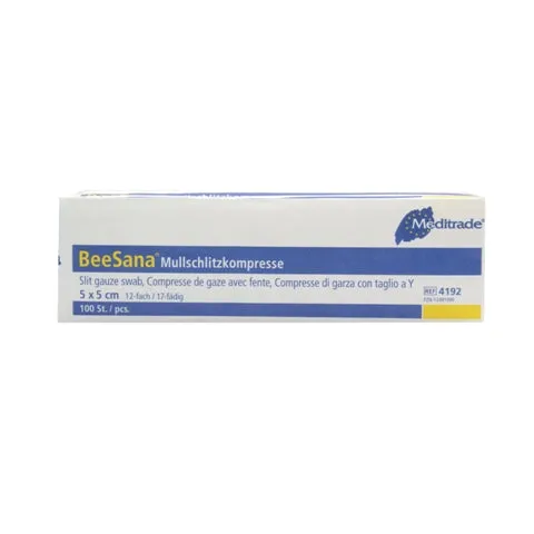 beesana-mullschlitzkompressen-5x5-cm-unsteril-12-fach image 1
