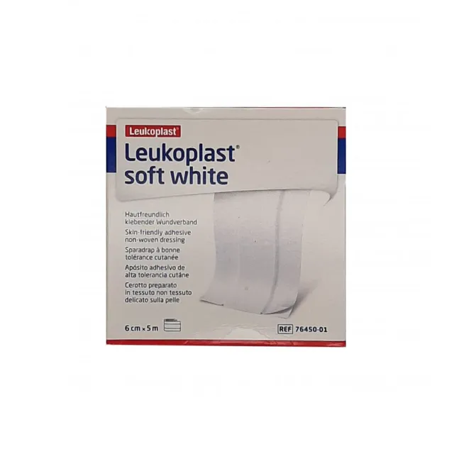leukoplast-soft-white-pflaster-6-cm-x-5-m-wei-mit-wundauflage image 1