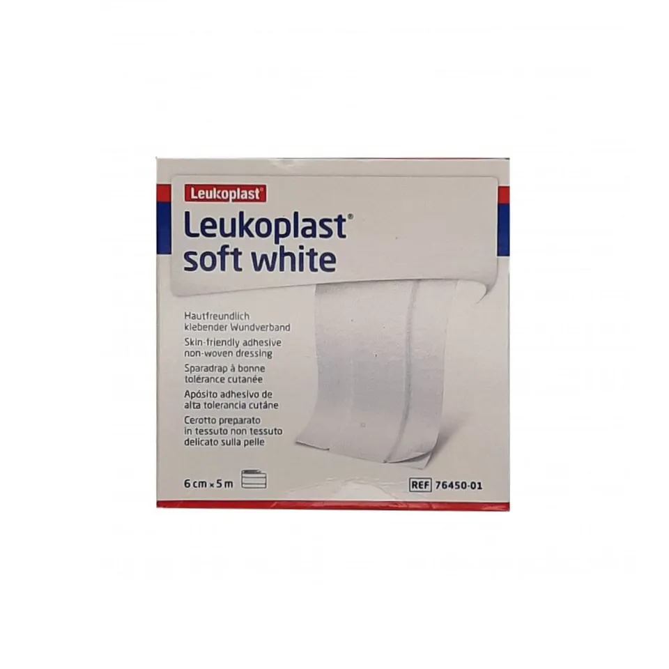 leukoplast-soft-white-pflaster-6-cm-x-5-m-wei-mit-wundauflage image 1
