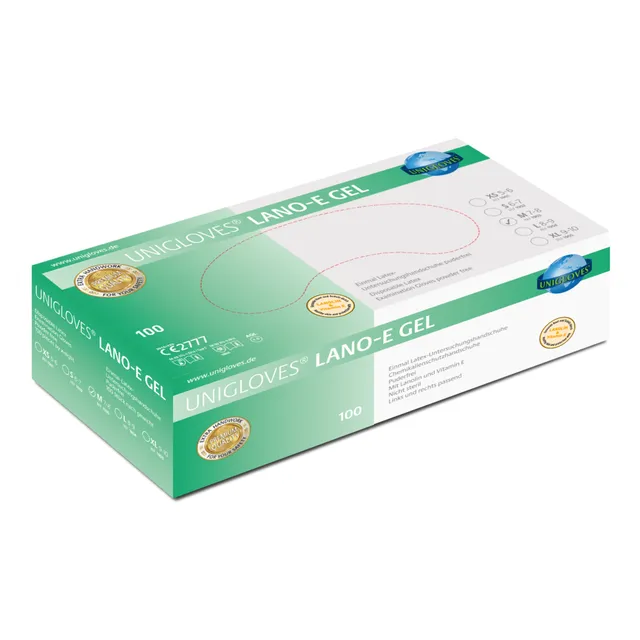 unigloves-lano-e-gel-latexhandschuhe-100-stk-puderfrei-gr-m image 1