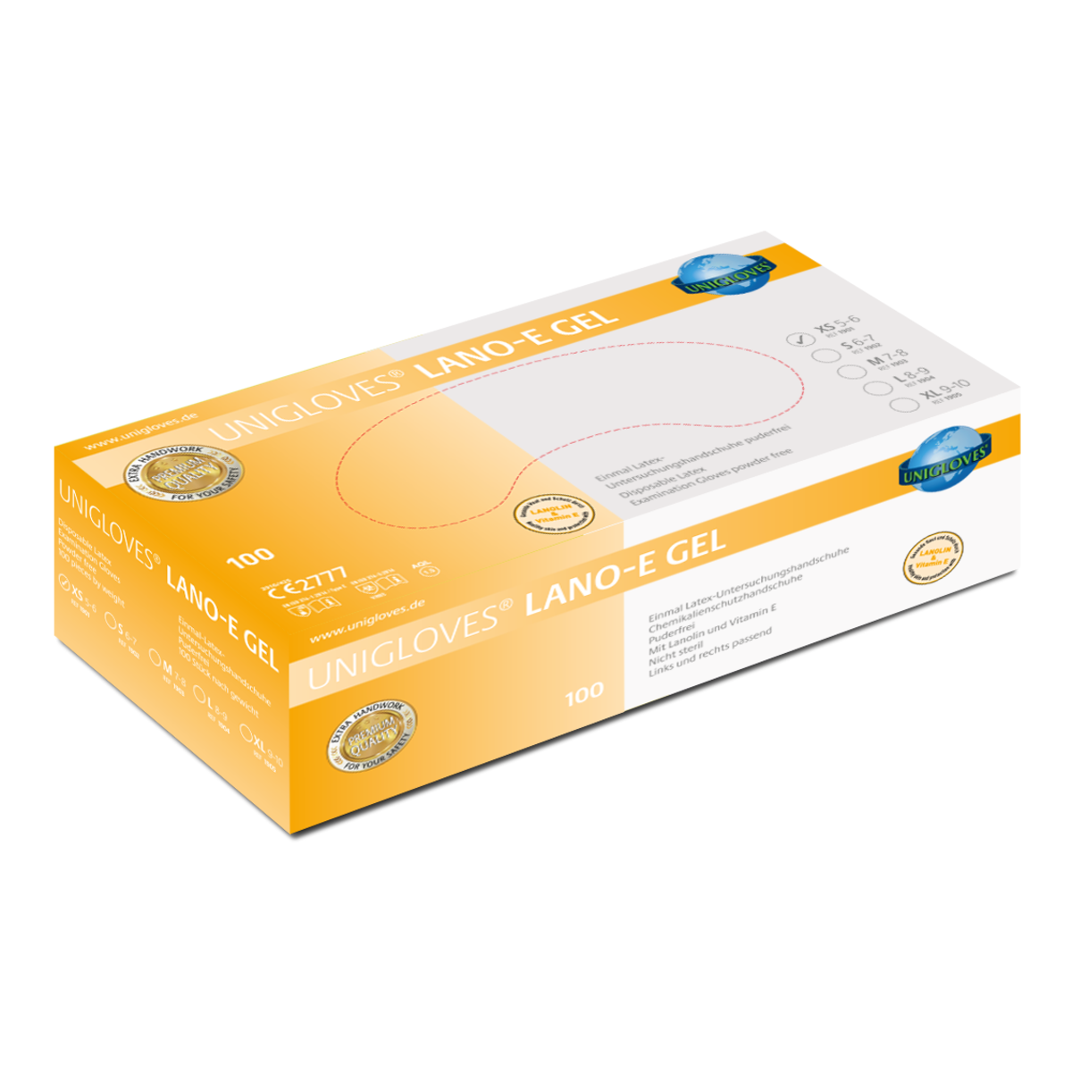 unigloves-lano-e-gel-latexhandschuhe-100-stk-puderfrei-gr-m image 2
