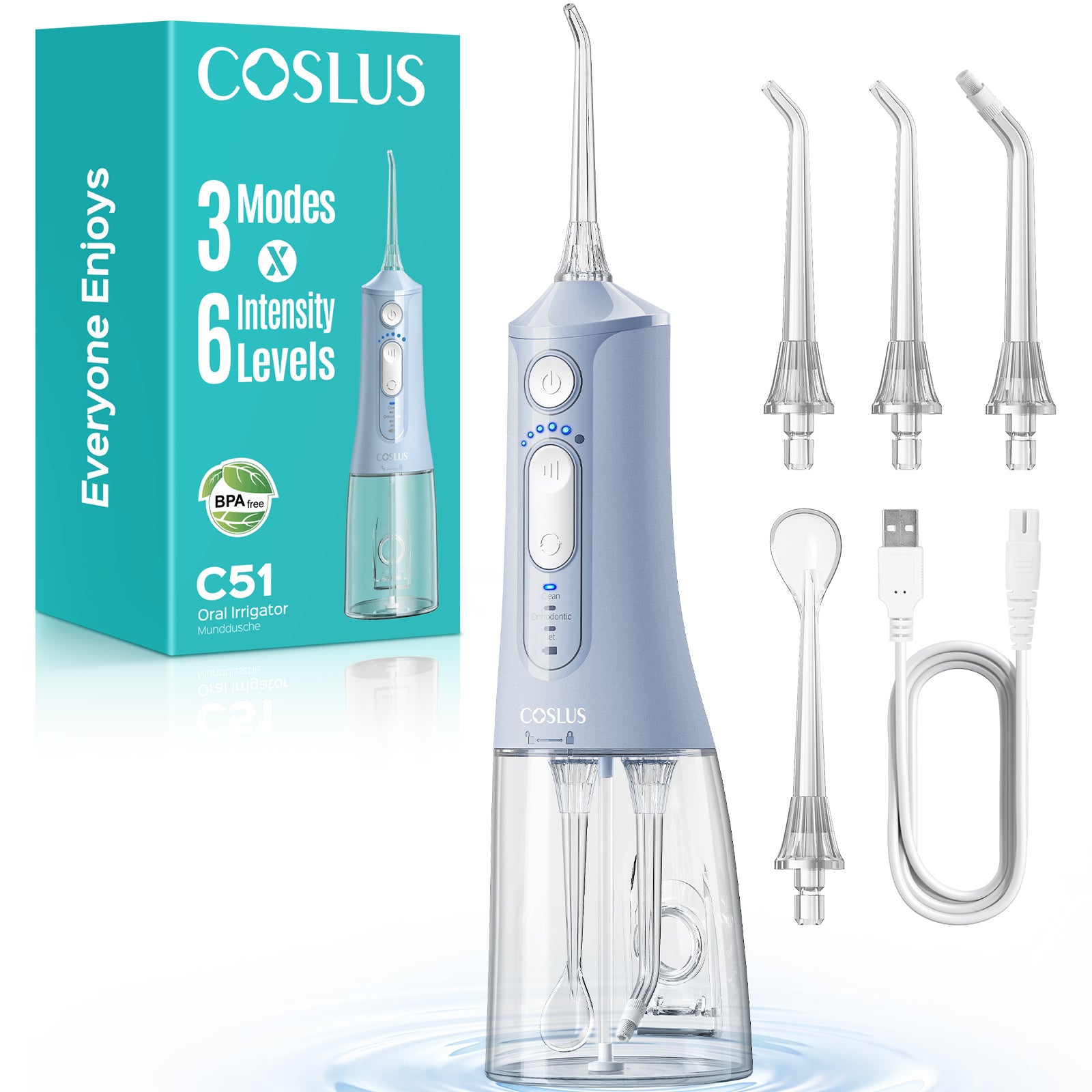 coslus-c51-munddusche-kabellos-schwarz-einziehbare-d-se image 8