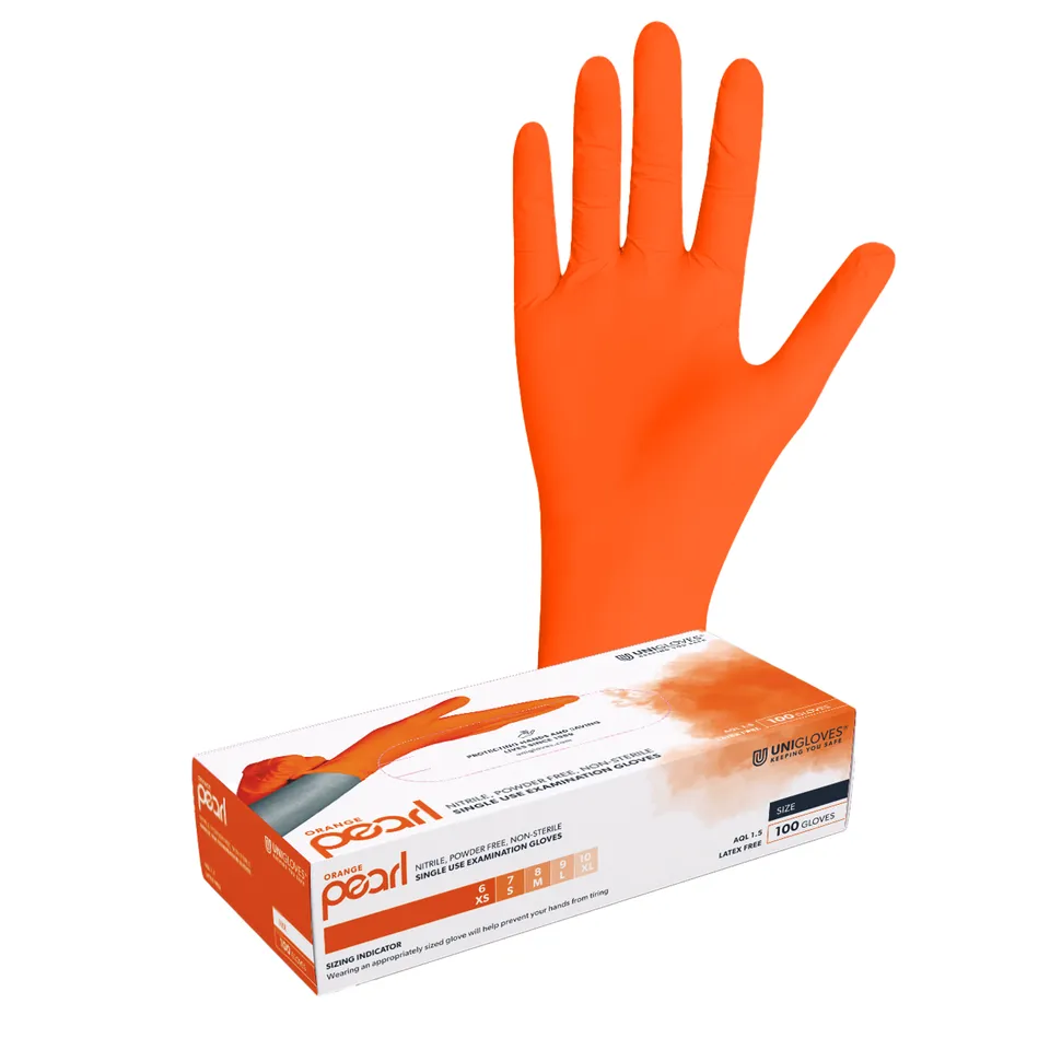 unigloves-orange-pearl-nitrilhandschuhe-100-st-m-7-8 image 1