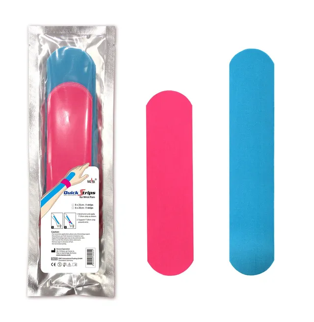 nasara-precut-tape-handgelenk-kinesiotape-16-streifen-pink-blau image 1