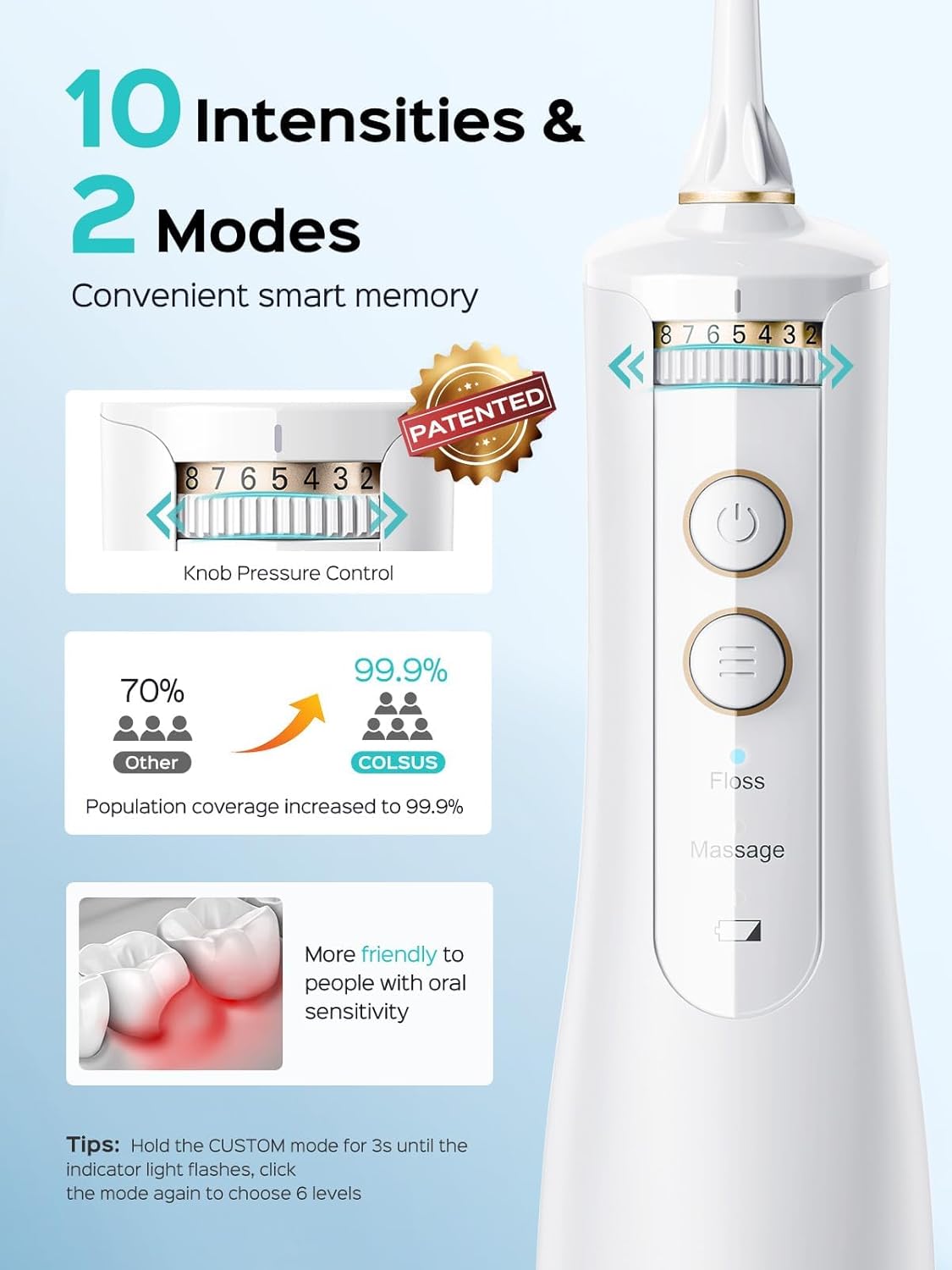coslus-ex40-munddusche-kabellos-white-pink-oral-irrigator image 2
