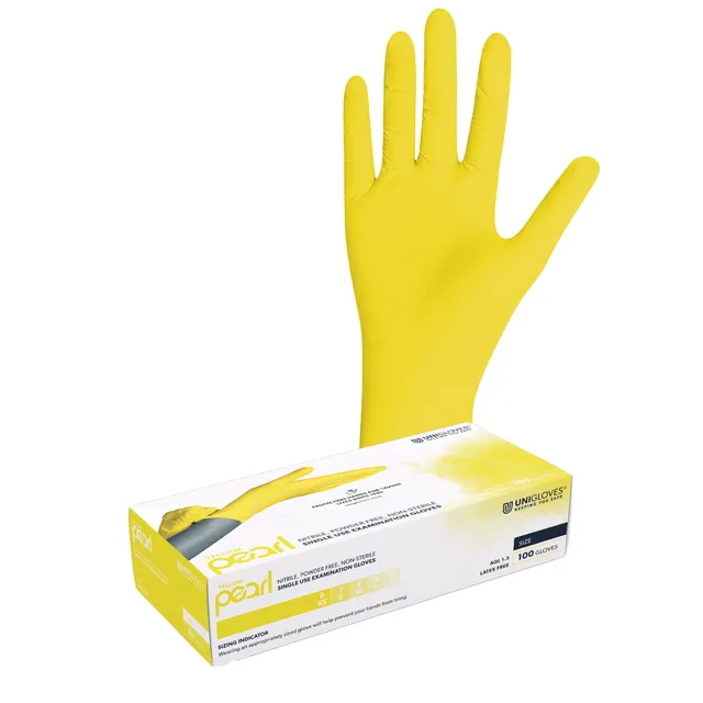 unigloves-yellow-pearl-nitrilhandschuhe-gelb-100-st-ck-box image 1