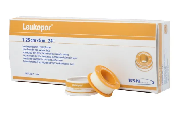 leukopor-fixierpflaster-wei-1-25-cm-x-5-m-rolle-latexfrei image 1