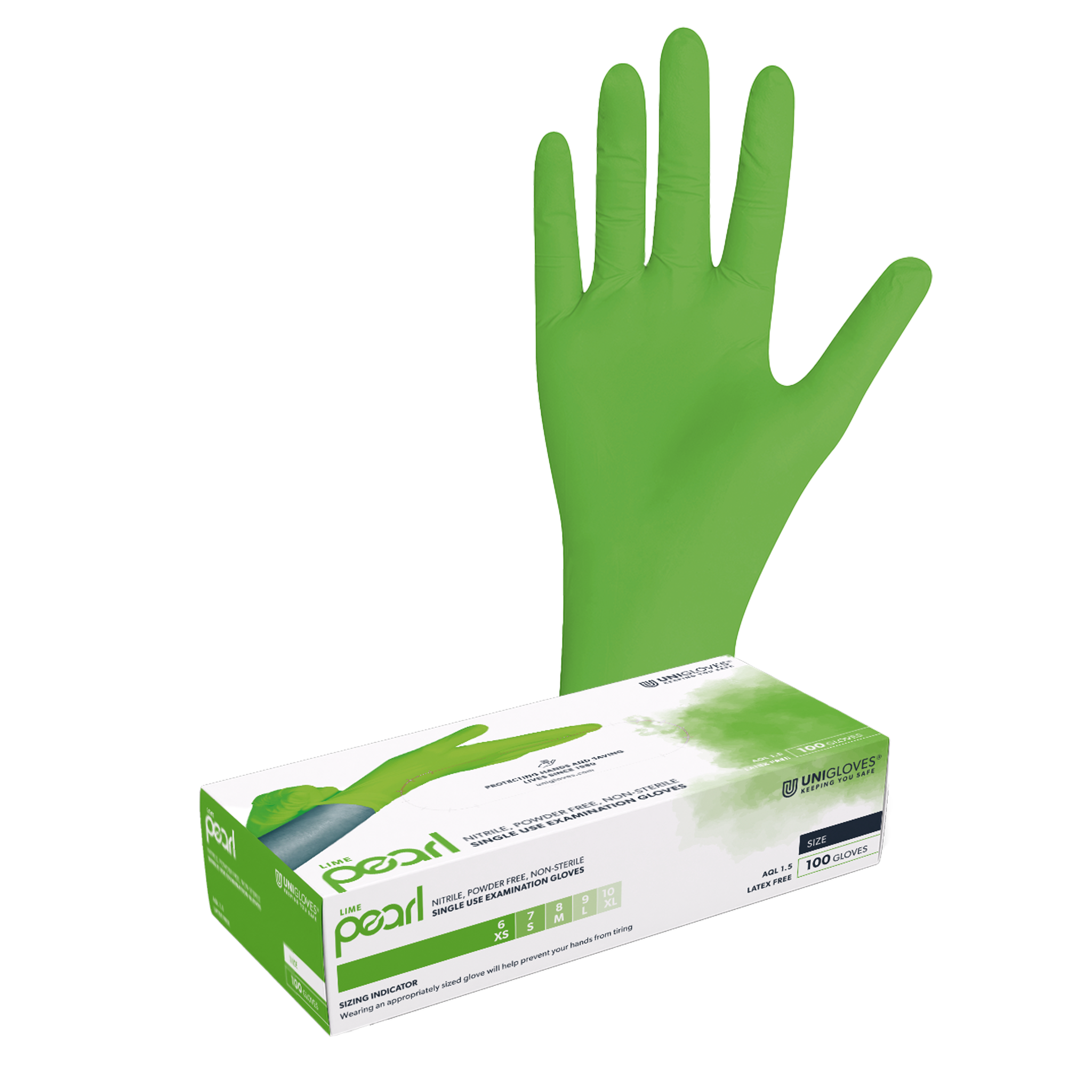 unigloves-nitrilhandschuhe-green-lime-pearl-100-st-gr-n image 1