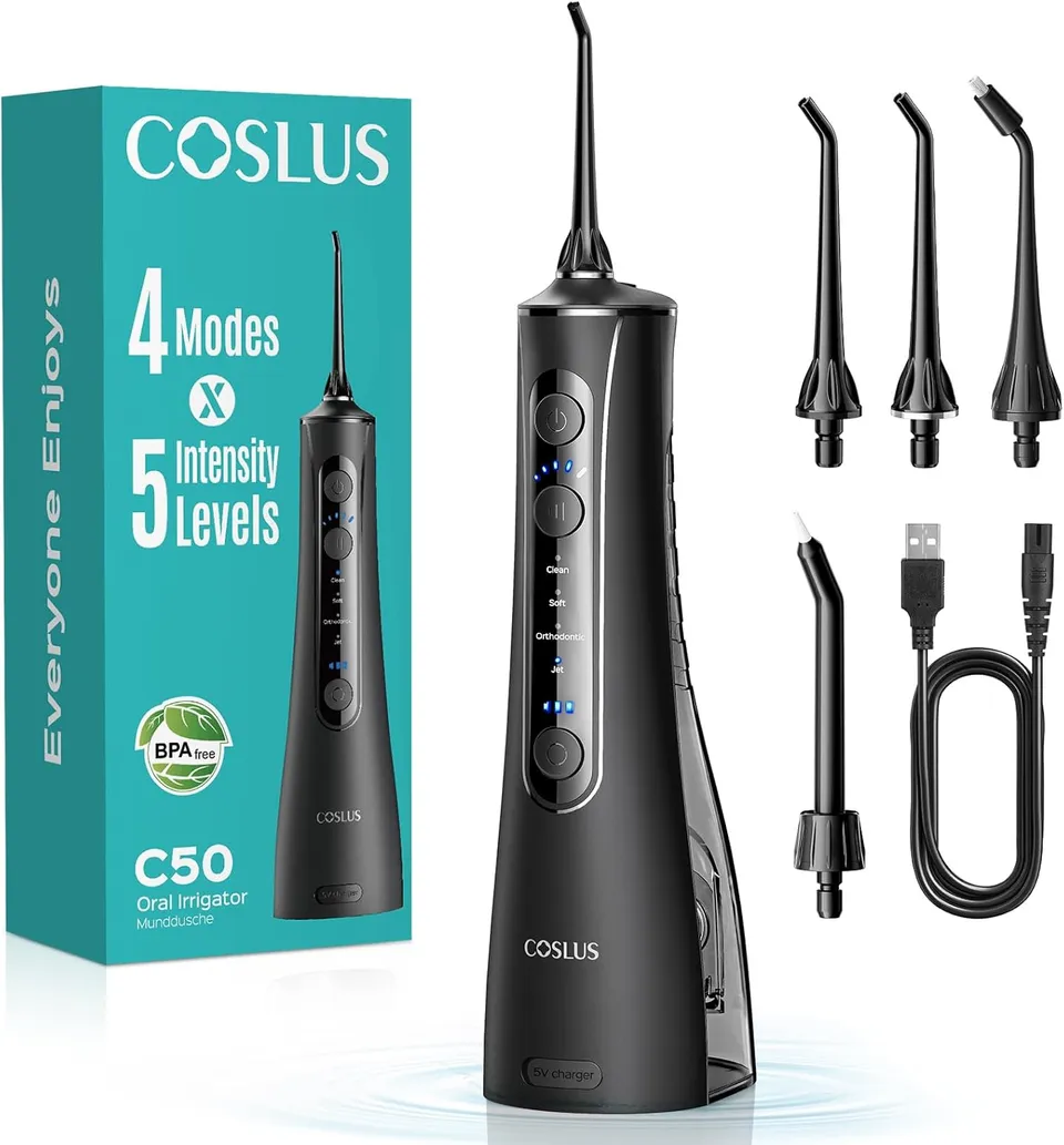 coslus-c50-munddusche-kabellos-schwarz-akku-comfort image 1
