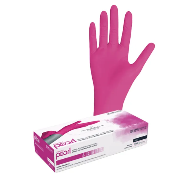 unigloves-magenta-pearl-nitrilhandschuhe-100-st-ck-puderfrei image 1