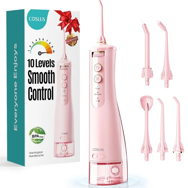 coslus-ex40-munddusche-kabellos-white-pink-oral-irrigator image 1