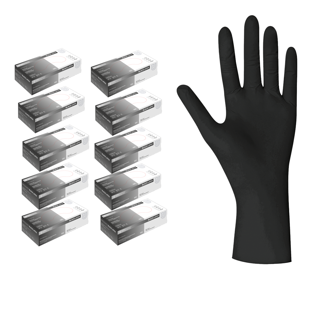 unigloves-black-latex-handschuhe-schwarz-m-1000-st-ck image 1